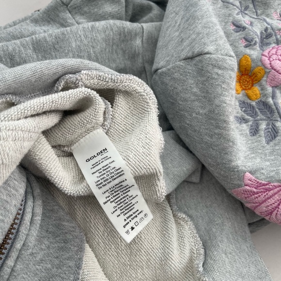 Golden by TNA Aritzia Embroidered French Terry Zip-Front Oversized Hoodie Size M - Picture 9 of 13